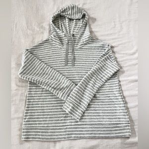 a new day | Tops | A New Day Womens Stripe Hoodie Sweatshirt Gray And White  Stripe Size Xl | Poshmark